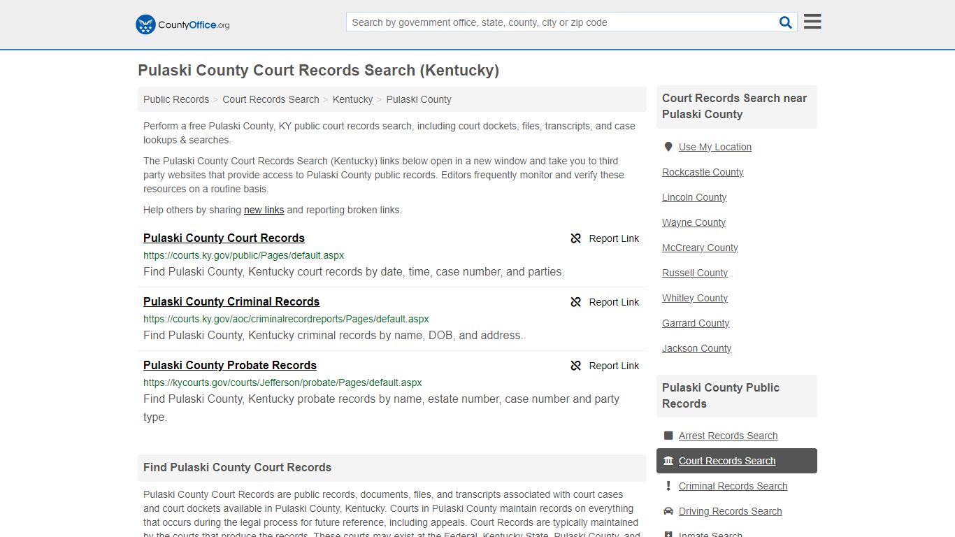 Pulaski County Court Records Search (Kentucky) - County Office